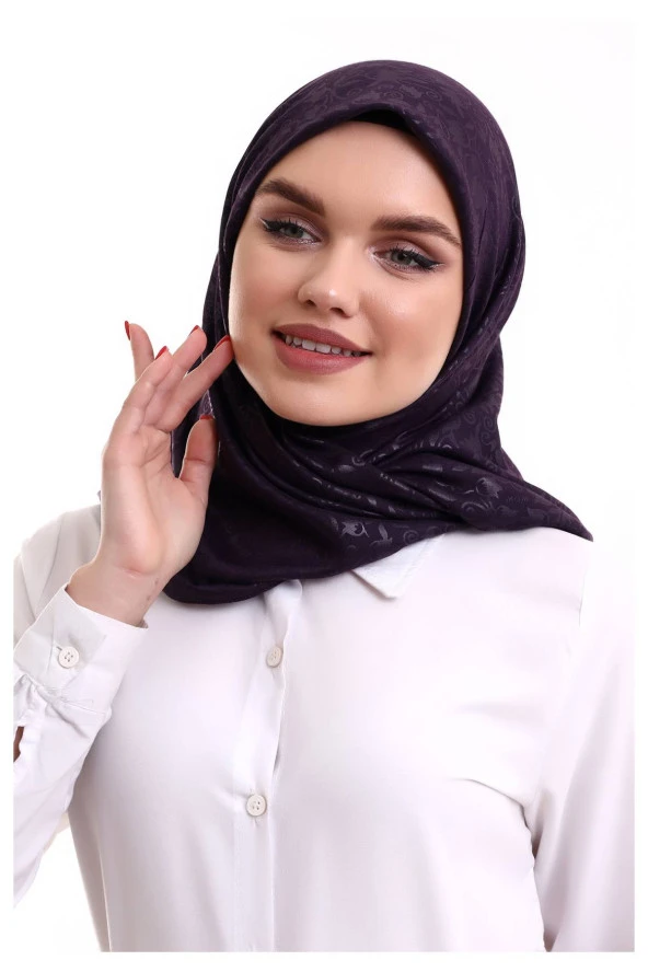 Kofra Desenli Baş Örtü - Mor - Resim 2