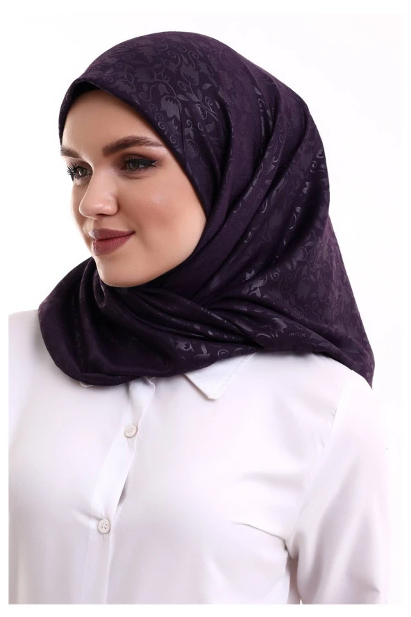 Kofra Desenli Baş Örtü - Mor - Resim 3