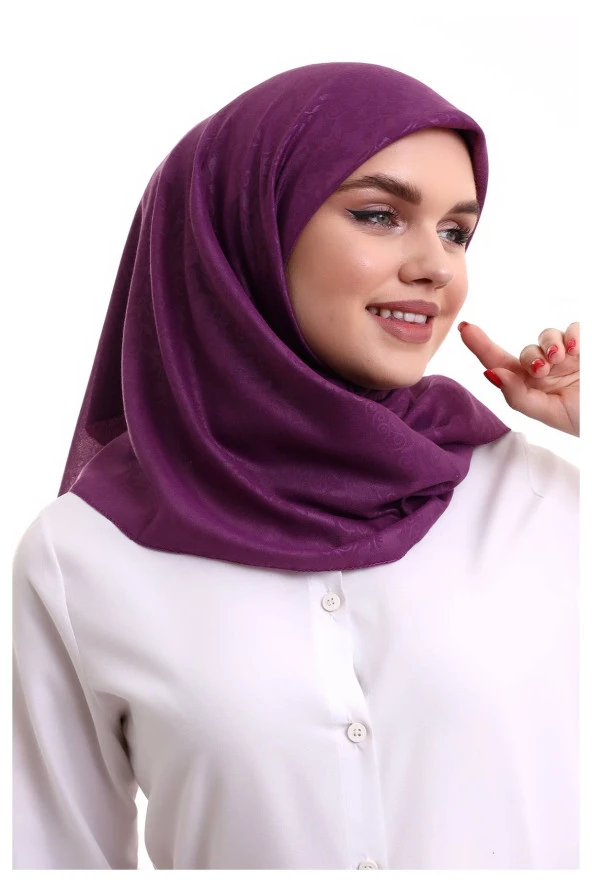 Kofra Desenli Baş Örtü - Lila - Resim 5