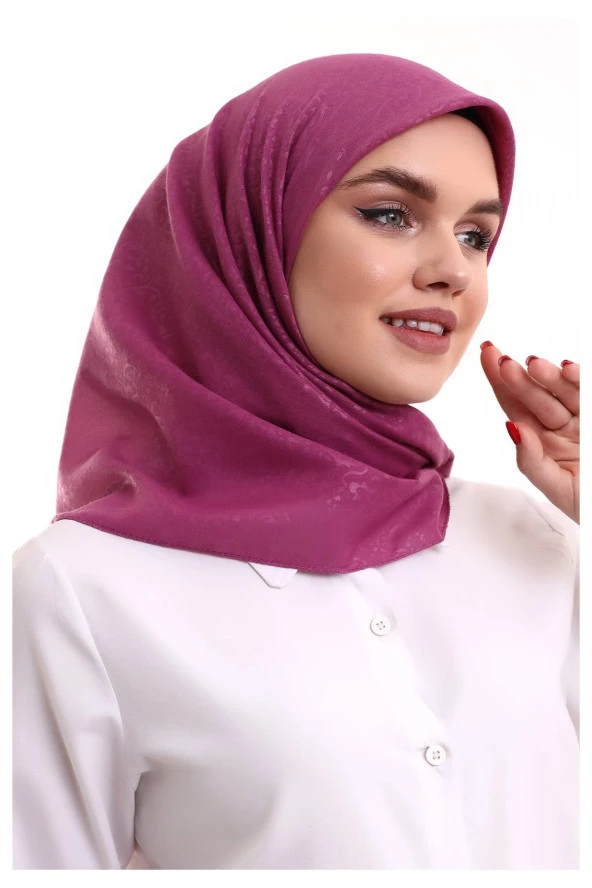 Kofra Desenli Baş Örtü - Fuşya - Resim 3