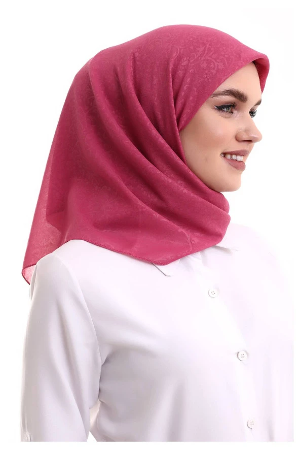 Kofra Desenli Baş Örtü - Gül Kurusu - Resim 4