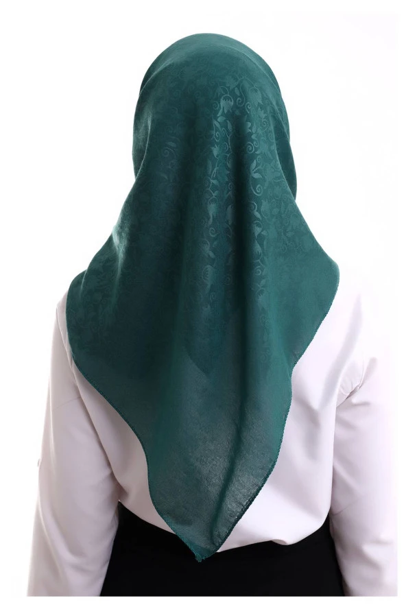 Kofra Desenli Baş Örtü - Yeşil - Resim 6