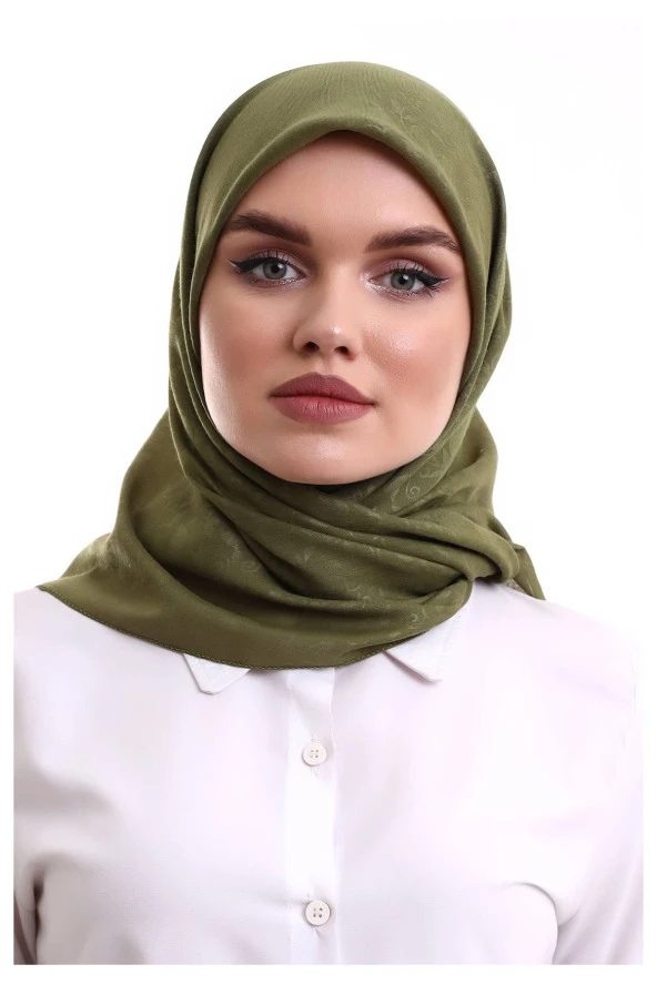 Kofra Desenli Baş Örtü - Koyu Yeşil ürün görseli 1