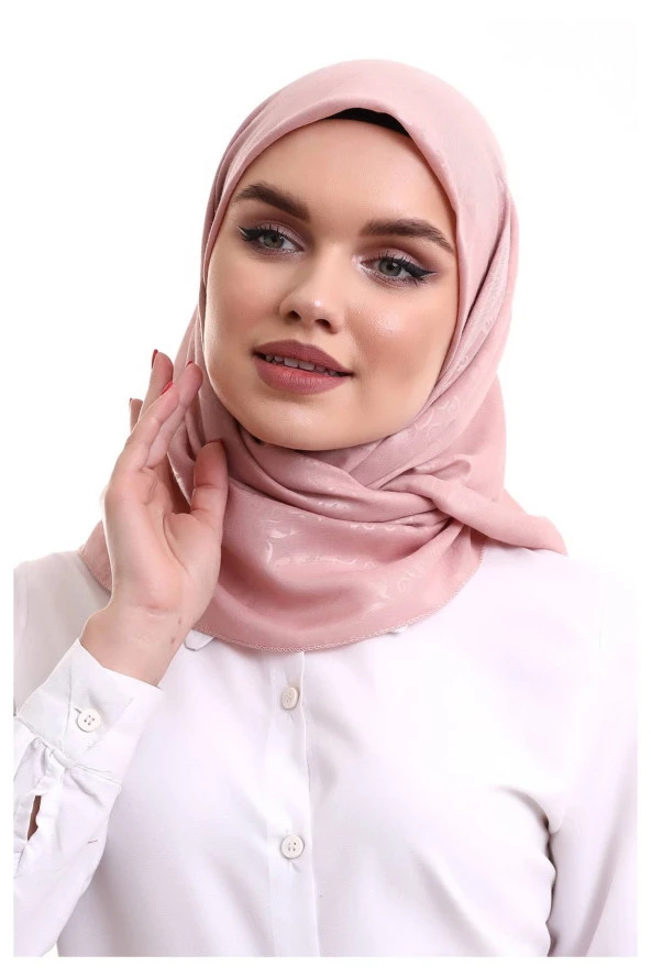 Kofra Desenli Baş Örtü - Pembe - Resim 2