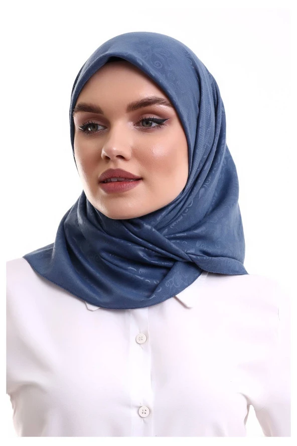 Kofra Desenli Baş Örtü - Mavi - Resim 2