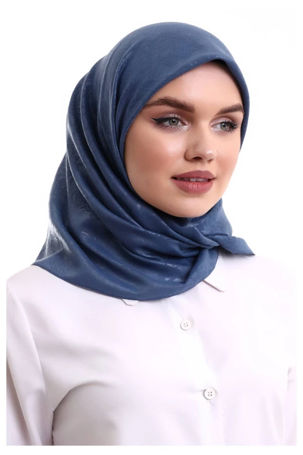 Kofra Desenli Baş Örtü - Mavi - Resim 4