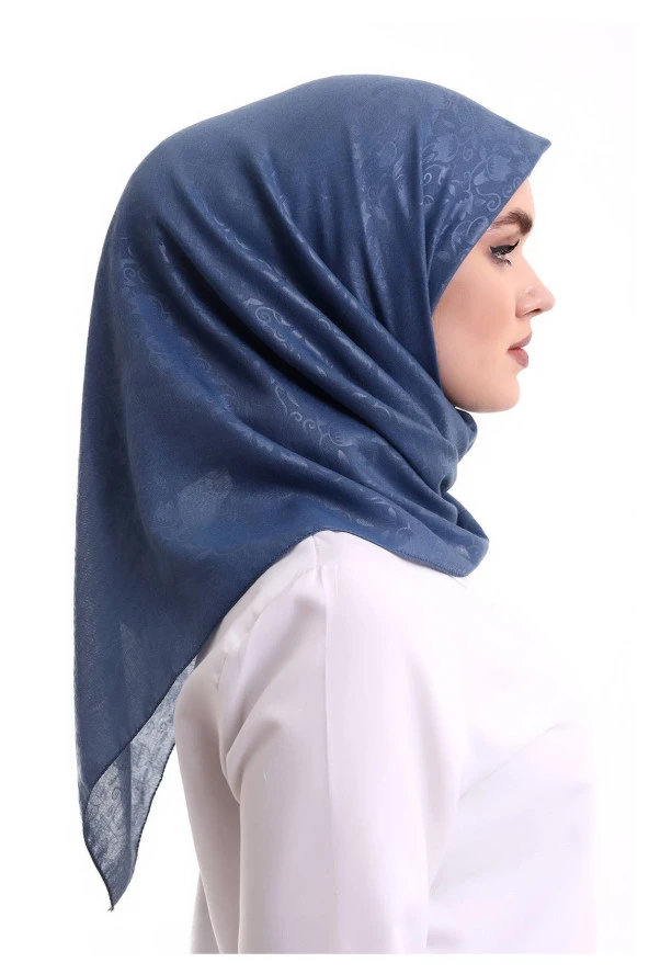 Kofra Desenli Baş Örtü - Mavi - Resim 5