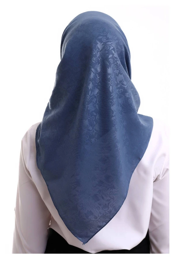 Kofra Desenli Baş Örtü - Mavi - Resim 6