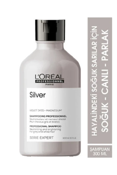 Loreal Professionnel Serie Expert Silver Çok Açık Sarı, Gri Ve Beyaz Saçlar Için Renk Dengeleyici Mor Şampuanı 300 Ml ürün görseli 1
