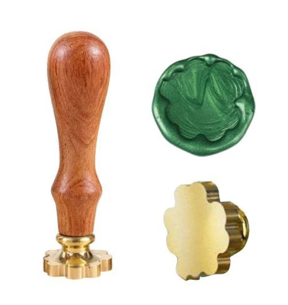 Boş Mum Mühür Pirinç Damga Başlığı Yonca Yaprağı Şeklinde 26x26mm ürün görseli 1