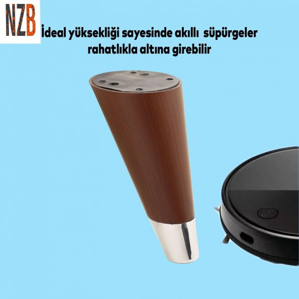 Lüks Mobilya Sehpa TV Ünitesi Koltuk Ayağı 12 cm Kahverengi Ahşap Desenli Ayak ürün görseli 1