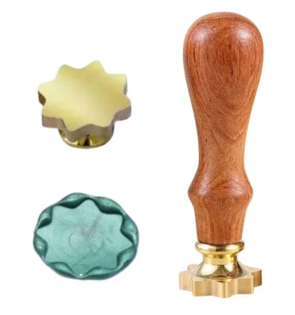 Boş Mum Mühür Pirinç Damga Başlığı Sekizgen Yıldız 24x284mm ürün görseli 1