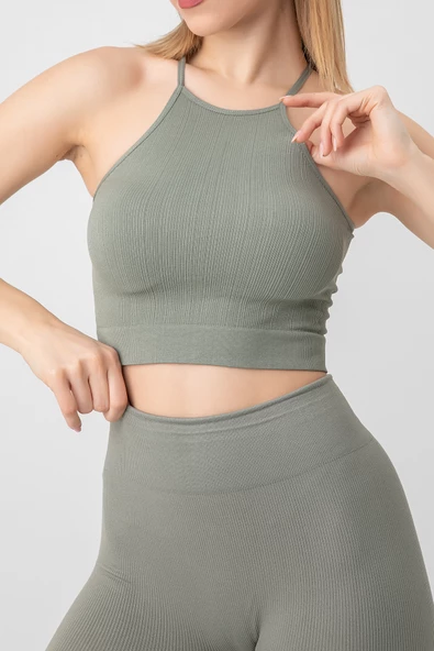 DoReMi Seamless Örme Halter Yaka Büstiyer - Resim 11