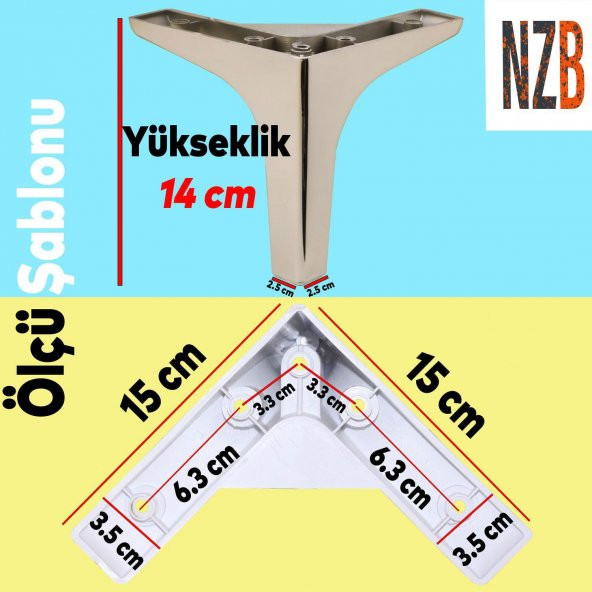 Lüks Mobilya Kanepe Sehpa TV Ünitesi Koltuk Ayağı 14 cm Parlak Krom Baza Ayak ürün görseli 1