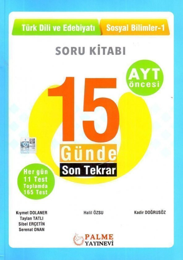 Palme Yayınları AYT Öncesi Türk Dili ve Edebiyatı Sosyal Bilimler 1 15 Günde Son Tekrar Soru Kitabı ürün görseli 1