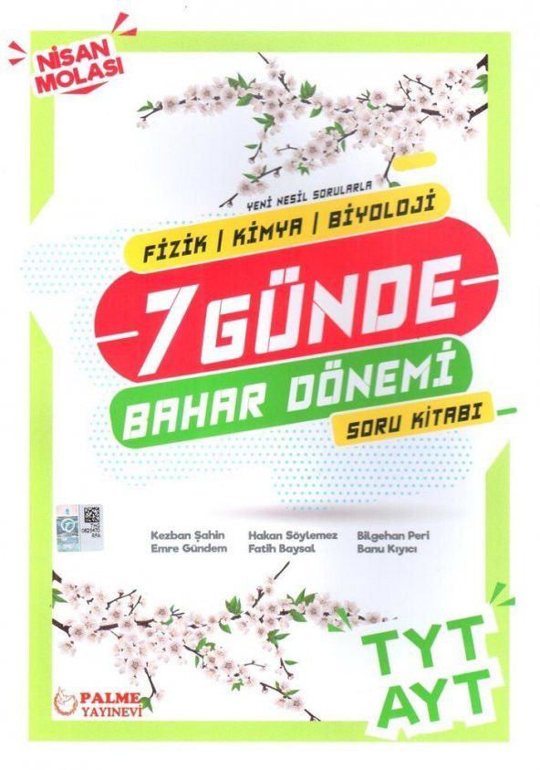 Palme Yayınları TYT AYT Fizik Kimya Biyoloji 7 Günde Bahar Dönemi Soru Kitabı ürün görseli 1