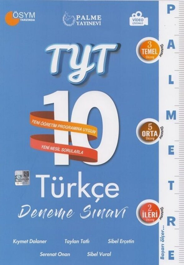 Palme Yayınları TYT Türkçe Palmetre Serisi 10 Deneme Video Çözümlü ürün görseli 1
