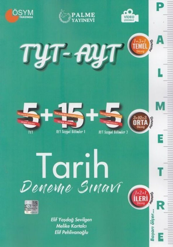 Palme Yayınları TYT AYT Tarih Deneme Sınavı ürün görseli 1