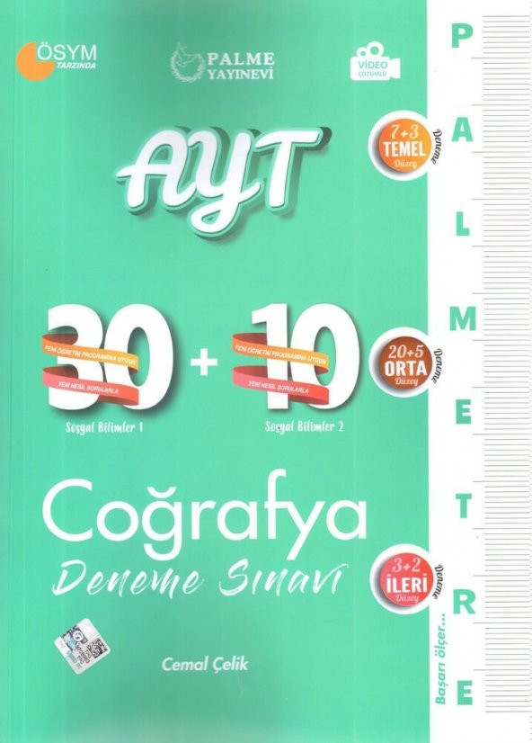 Palme Yayınları AYT Coğrafya Palmetre 30+10 Deneme Sınavı ürün görseli 1
