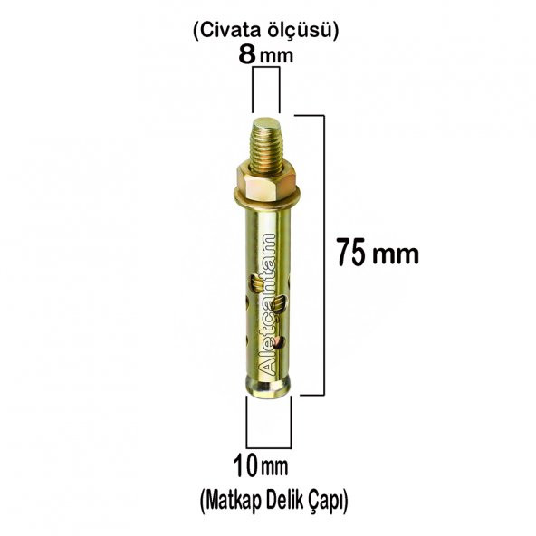 Aletçantam Çelik Dübel Gömlekli 8x75 (10mm) - 10 adet ürün görseli 1