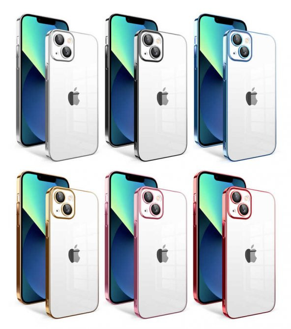 Apple iPhone 13 Kılıf Kamera Korumalı Renkli Çerçeveli Jarga Kapak ürün görseli 1