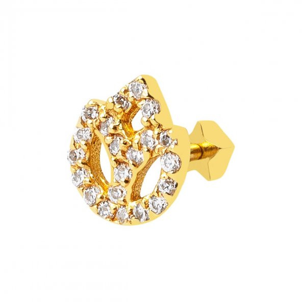 Yaşam Çiçeği 14 Ayar Altın Tragus Küpe ürün görseli 1