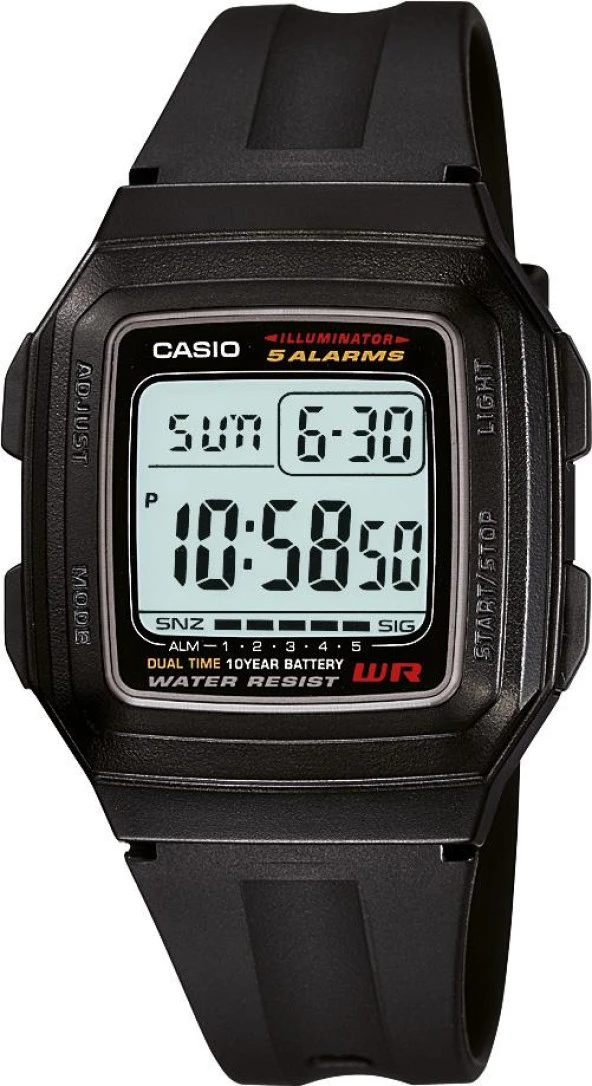 CASIO F-201WA-1ADF DİJİTAL SİLİKON KORDON ERKEK KOL SAATİ ürün görseli 1