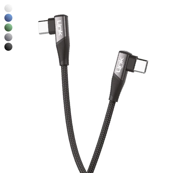 Linktech K595 Safe 60W Type-C - Type-C 90 Derece Data/Şarj Kablosu 1.5mt ürün görseli 1