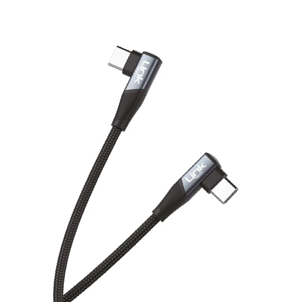 Linktech K595 Safe 60W Type-C - Type-C 90 Derece Data/Şarj Kablosu 1.5mt - Resim 3