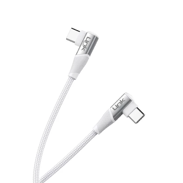 Linktech K595 Safe 60W Type-C - Type-C 90 Derece Data/Şarj Kablosu 1.5mt - Resim 2