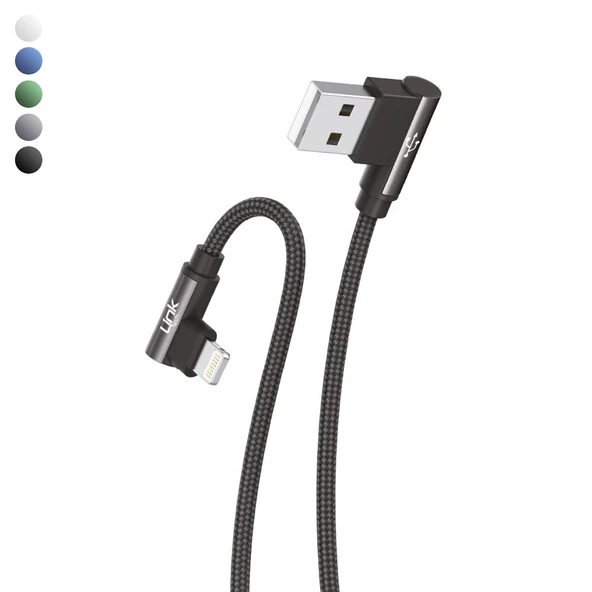 Linktech K593 Safe iPh Lightning 90 Derece Data/Şarj Kablosu 3A 1.5mt ürün görseli 1