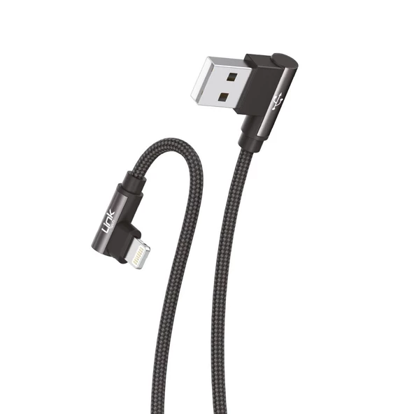 Linktech K593 Safe iPh Lightning 90 Derece Data/Şarj Kablosu 3A 1.5mt - Resim 5