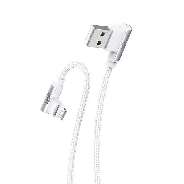 Linktech K593 Safe iPh Lightning 90 Derece Data/Şarj Kablosu 3A 1.5mt - Resim 2