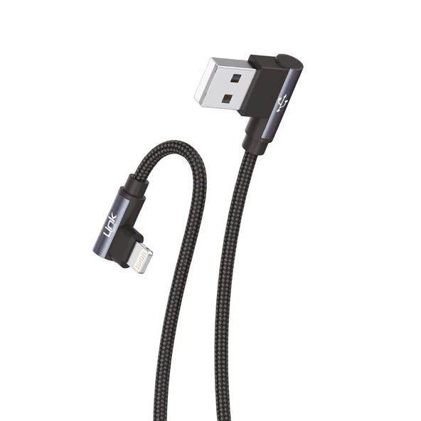 Linktech K593 Safe iPh Lightning 90 Derece Data/Şarj Kablosu 3A 1.5mt - Resim 3