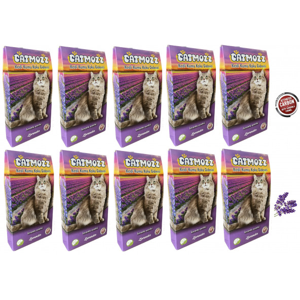 CatMozz Lavander Aktif Karbon Kedi Kumu Lavantalı Koku Giderici Koku Kontrolü Topaklanma 30 Gr X 10 Adet ürün görseli 1