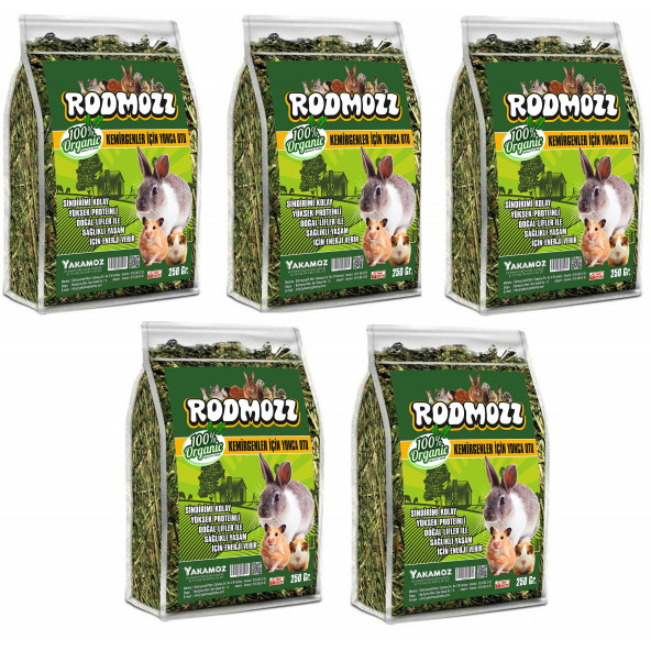 RodMozz Orijinal Gerçek Yonca Kemirgen Otu 250 gr X 5 Adet Kilitli Paket ürün görseli 1