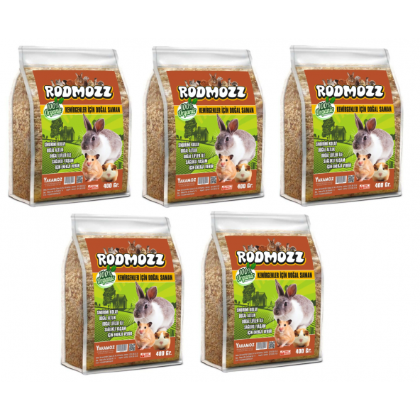 Rodmozz Kemirgen İçin Doğal Altlık Saman 400 Gr X 5 Adet Kilitli Paket ürün görseli 1