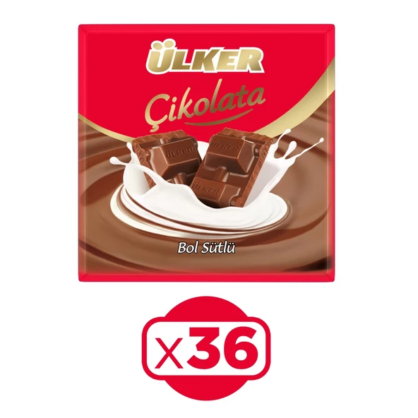 Ülker 60 gr 36lı Paket Sütlü Kare Çikolata ürün görseli 1