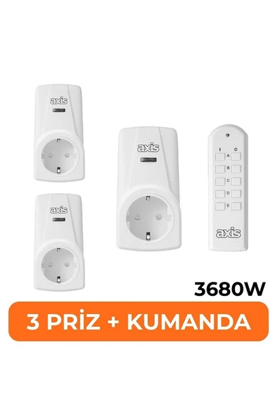 3'lü Uzaktan Kumandalı Priz Set 3680 W ürün görseli 1
