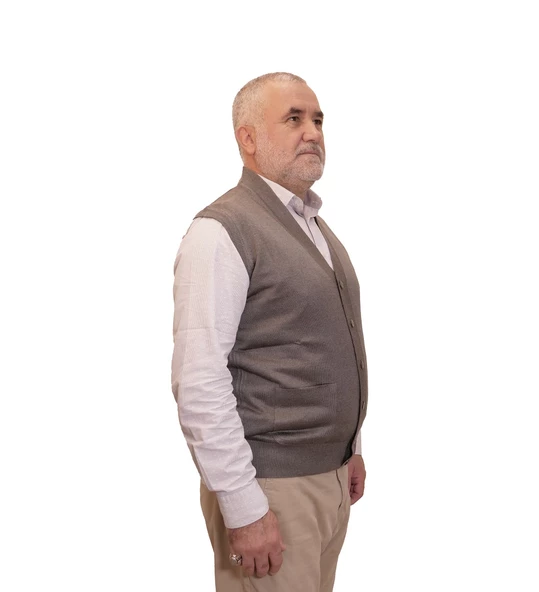 KEHİLA Erkek Gri Baba Yeleği Önden Zarif Düğmeli Klasik Çift Cepli Rahat Kesim Ince Yün Triko ürün görseli 1