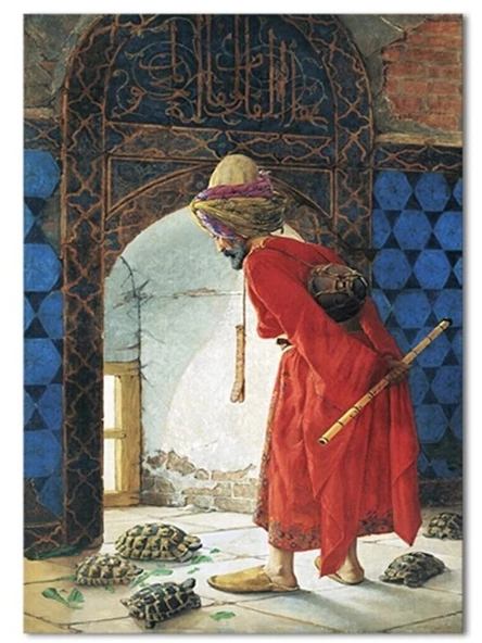 KEHİLA Osman Hamdi Bey Kaplumbağa Terbiyecisi Kanvas Tablo 50cm X 70cm ürün görseli 1
