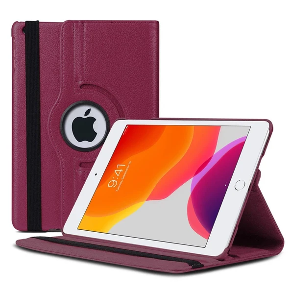 Apple iPad 2 & iPad 3 & iPad 4 Deri Kapaklı 360 Kılıf Mor ürün görseli 1