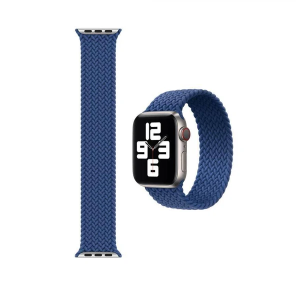 Apple Watch 2 40 MM Tek Parça LARGE Hasır Kordon Mavi - Resim 2