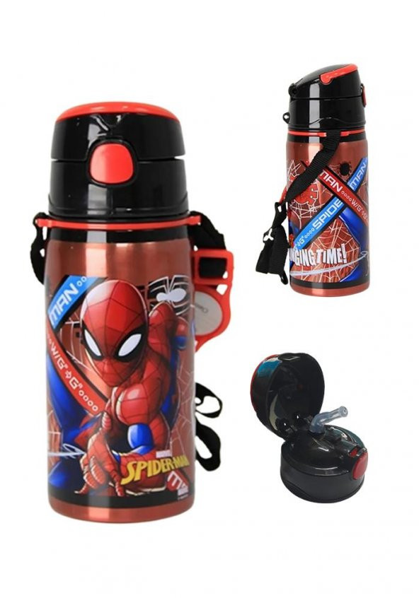 Erkek Çocuk Örümcek Adam Çelik Matara 500ml 1 Adet Spiderman Çelik Suluk 1 Adet Lisanslı Okul Matarası ürün görseli 1