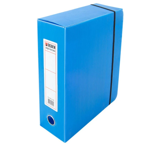 Üçgen Proje Kutusu Plastik Lastikli Geniş Arşiv Proje Kutusu 24x32x9 Cm Mavi (50 Li Paket) ürün görseli 1