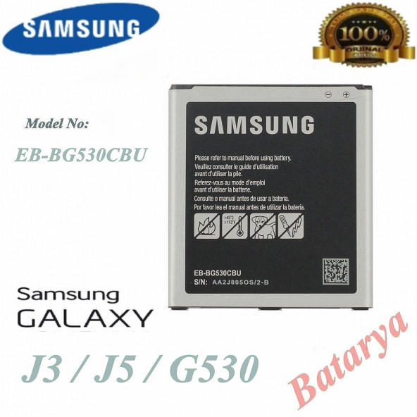 Samsung J3 Batarya J5 G530 Eb-Bg530Cbu J3 2016 2600Mah ürün görseli 1