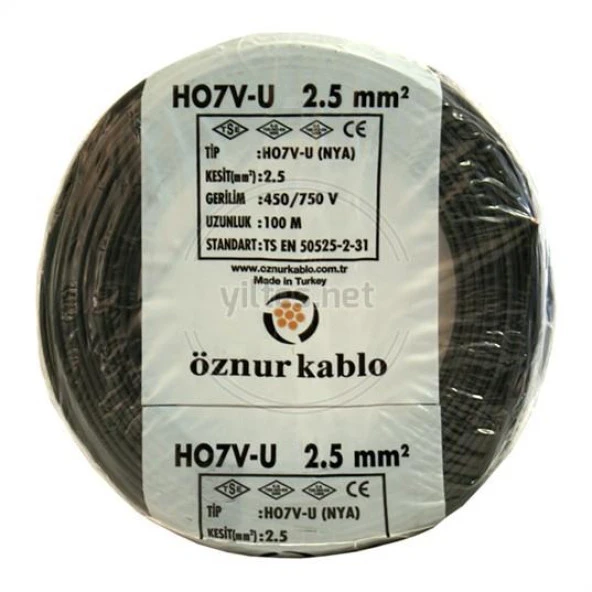 Öznur NYA 2,5 Mm Kablo Siyah 100 Metre - Resim 2