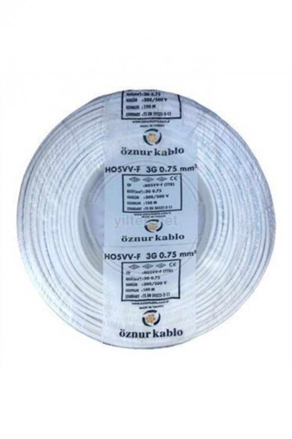 Öznur TTR 3x0,75 Mm Kablo Beyaz 100 Metre ürün görseli 1