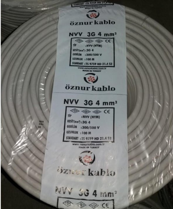 Öznur NYM 3x4 Mm Kablo 100 Metre ürün görseli 1