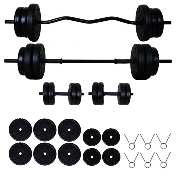 48 Kg Z-Bar (40 Kg Plaka) Halter Seti Ve Dambıl Seti ürün görseli 1